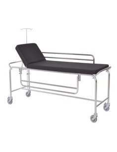 Carro camilla de urgencias y traslado, acero cromado, barandillas abatibles, soporte suero