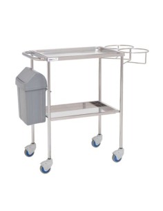 Carro de curas, acero inox 2 bandejas y soporte para bombonas