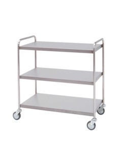 Carro de distribución, acero inox, tres estantes