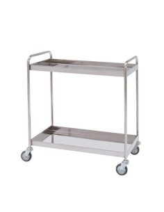 Carro de distribución, acero inox, dos baldas con reborde de 5cm