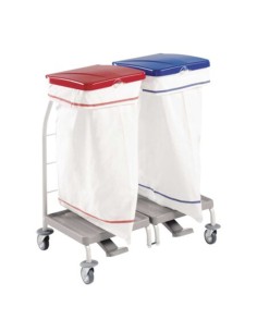 Carro de ropa sucia con tapa y pedal, 2 sacos de 70 lts