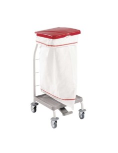 Carro de ropa sucia con tapa y pedal, 1 saco de 70 lts