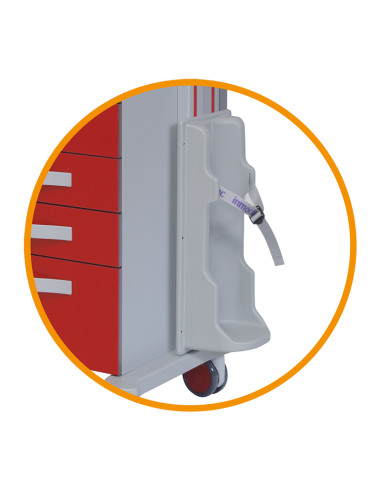 Soporte Botella de Oxígeno. Accesorio carros hospitalarios multifuncionales