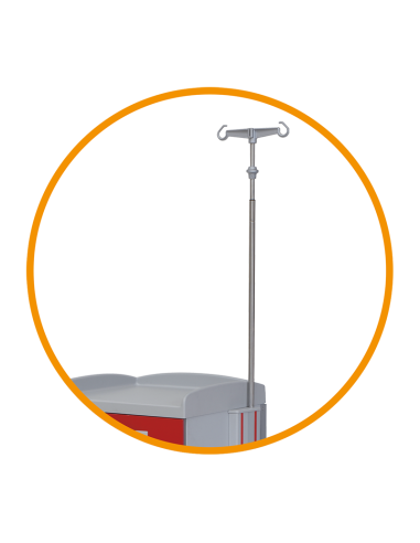 Soporte de sueros regulable en altura. Accesorio carros hospitalarios multifuncionales
