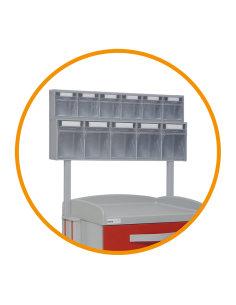 Soporte con cajas basculantes. Accesorio carros hospitalarios multifuncionales