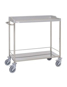 Carro hospitalario multifuncional, acero inox., 2 entrepaños, empujador