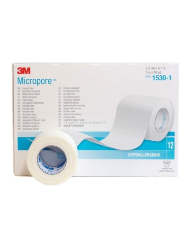 Esparadrapo Papel Micropore 2,5 cm x 10 m, Caja 12 uds.