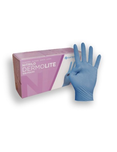 Guantes Nitrilo Dermolite Azul T/S Cuatrogasa, 100 un.