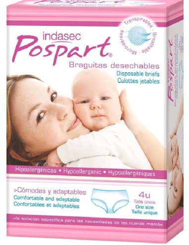 Indasec Braguitas Desechables Posparto - 4 Braguitas