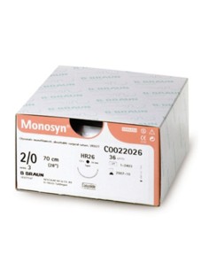 Monosyn Violet  2/0 HR26S 70 cm BBraun, 12 uds