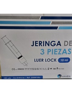 Jeringa 3 cuerpos Luer-Lock concéntrica 10,ml., Caja 100 uds 2