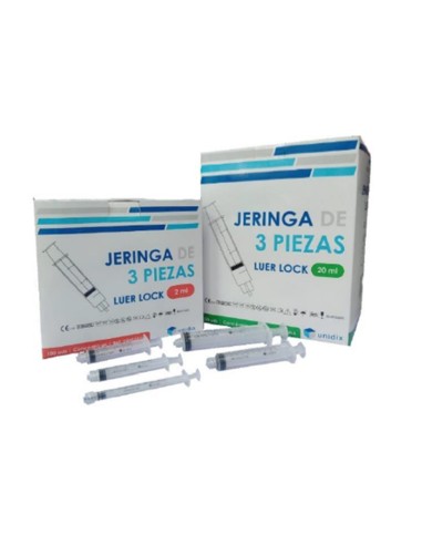 Jeringa 3 cuerpos Luer-Lock concéntrica 3,ml., Caja 100 uds