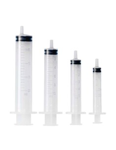 Jeringa 3 cuerpos Cono Luer excéntrica 10,ml., Caja 100 uds