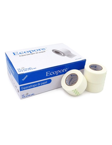 Esparadrapo Papel Ecopore 2,5 cm x 9,2 m, Caja 12 uds.