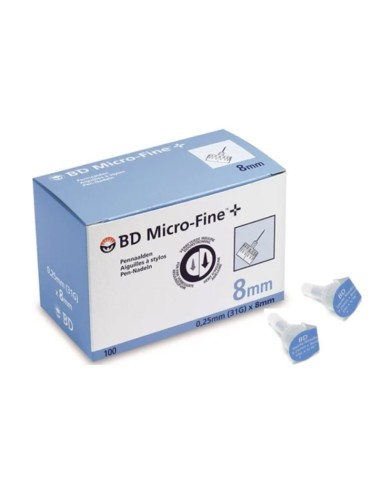 Aguja micro-fine 31G 0,25mm x 8mm, Caja 100 uds