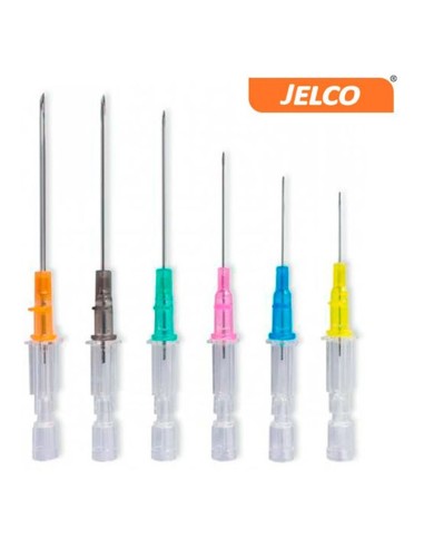 Catéter Periférico Jelco Rosa 20G 32mm, Caja 50 uds