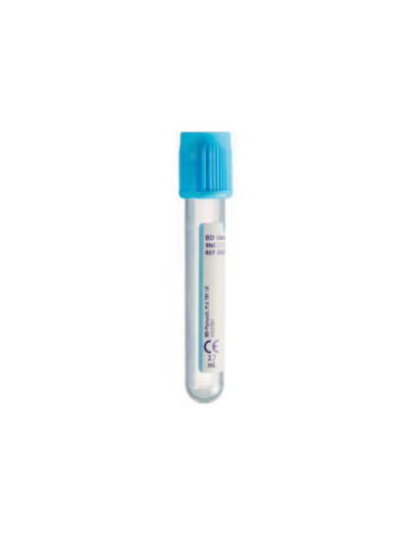 Tubo Vacutainer PE Citrato Sódico 3,2%, 2,7ml. 13mmx75mm AZUL CLARO, Caja 100 Uds