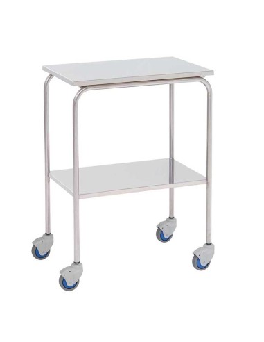 Mesa Auxiliar para especialidades médicas, acero inox, entrepaño superior e inferior lisos