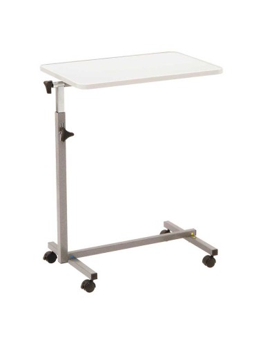Mesa para cama, acero pintado, tablero orientable de melamina con reborde anti caidas