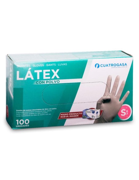 Guantes de Latex sin polvo T - S Cuatrogasa, 100 un.