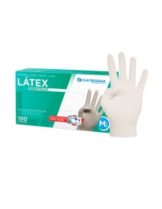 Guantes de Latex sin polvo T - M Cuatrogasa, 100 un.